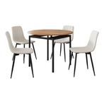 Eetkamerset Hemnes en Elsern 5-delig eikenkleurig en beige [, Verzenden, Nieuw