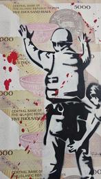 Jinks Kunst - Tribute to Banksy on 8 Iranian banknotes