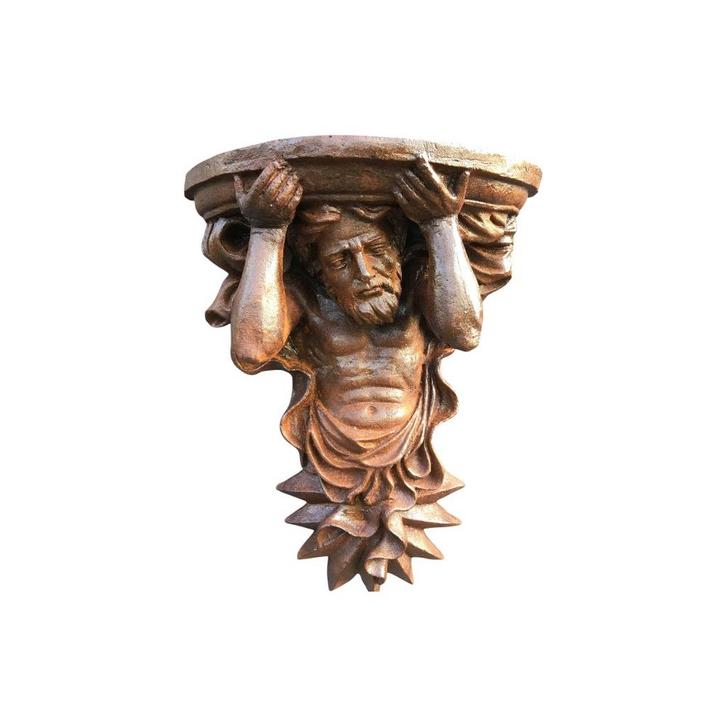 Gietijzeren wandornament - atlant - dragende man - fors, Huis en Inrichting, Woonaccessoires | Wanddecoraties, Ophalen of Verzenden
