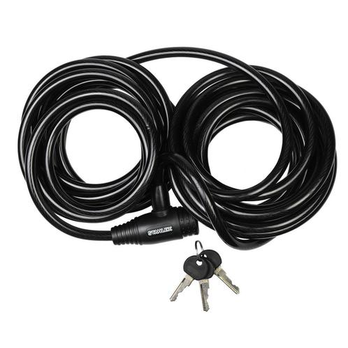 Stahlex Spiraal kabelslot - Ø 10mm x 8 meter - zwart - ge.., Fietsen en Brommers, Fietsaccessoires | Overige Fietsaccessoires