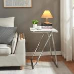 Bijzettafel Alerhavn 70x49x68 cm wit en chroom [en.casa], Huis en Inrichting, Tafels | Bijzettafels, Verzenden, Nieuw