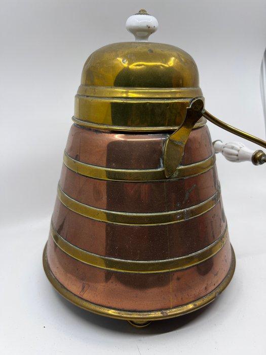 Pot - doofpot met deksel en handvat - Koper, Messing,, Antiek en Kunst, Curiosa en Brocante