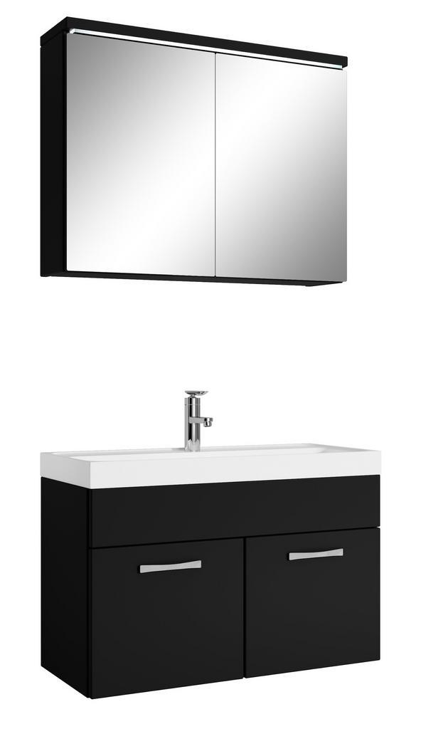 Badkamermeubel Set Paso 02 80 cm Mat Zwart Badmeubel, Huis en Inrichting, Badkamer | Badkamermeubels, Nieuw, Wastafelkast, Verzenden