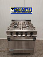 Horeca RVS Fornuis 4-pits met ingebouwde oven, Gebruikt, Fornuis, Frituur en Grillen