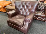 Chesterfield Maarssen  Aubergine leren Chesterfield Fauteuil, Ophalen, Zo goed als nieuw, Leer, Chesterfield