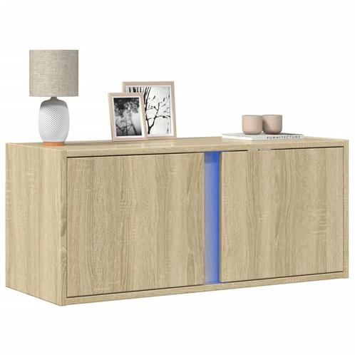 vidaXL Tv-wandmeubel met LED-verlichting 80x31x35 cm sonoma, Huis en Inrichting, Kasten | Televisiemeubels, Nieuw, Overige houtsoorten