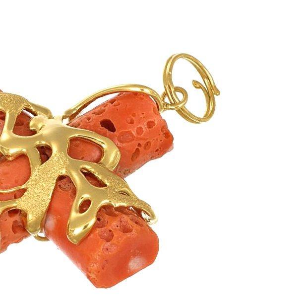 Hanger - 18 karaat Geel goud Koraal, Sieraden, Tassen en Uiterlijk, Antieke sieraden