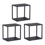 Wandplankenset Nostened 3-delig vierkant staal zwart [en.cas, Huis en Inrichting, Woonaccessoires | Wandplanken en Boekenplanken