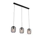 Industriële hanglamp zwart 110 cm 3-lichts - Bliss Mesh, Huis en Inrichting, Lampen | Hanglampen, Nieuw, Overige materialen, Industrieel