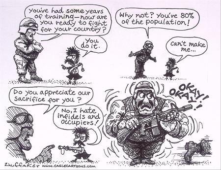 Pentekening Amerika - Weg uit Irak (lijst optie, Tekeningen), Antiek en Kunst, Kunst | Tekeningen en Foto's, Verzenden