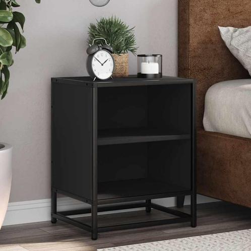 vidaXL Nachtkastje 40x31x50 cm bewerkt hout en metaal zwart, Huis en Inrichting, Slaapkamer | Nachtkastjes, Nieuw, Hout, Verzenden