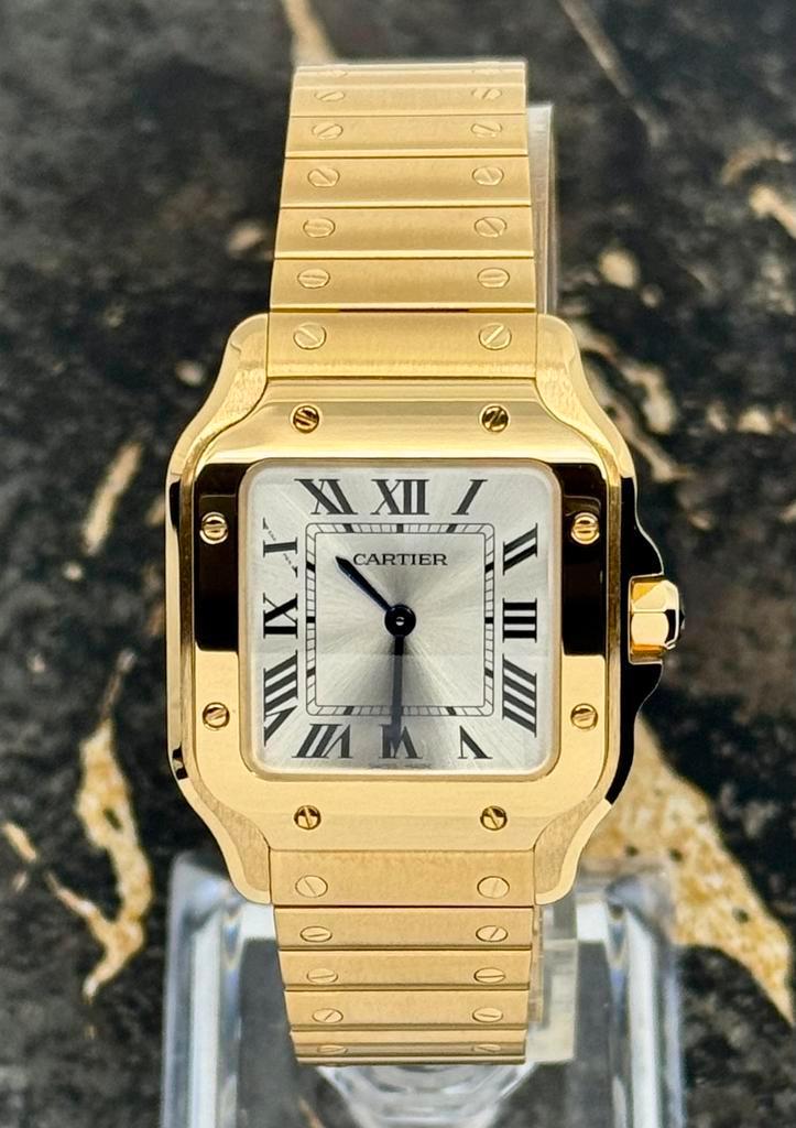 Cartier Santos Small - White Dial - Yellow Gold - WGSA0107, Sieraden, Tassen en Uiterlijk, Horloges | Dames, Polshorloge, Nieuw