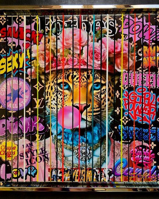 Elmago - Mr Pop Leopard luxury stars(New), Antiek en Kunst, Kunst | Schilderijen | Modern