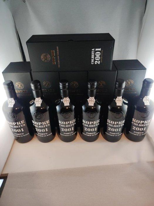 2001 Kopke - Colheita Port - Douro - 6 Flessen (0.75 liter), Verzamelen, Wijnen