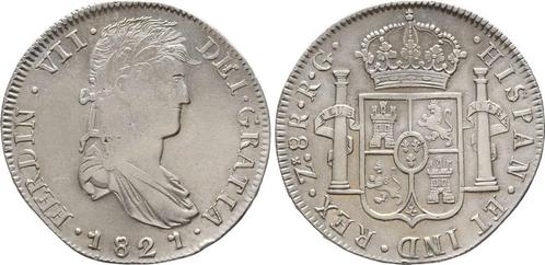 8 Reales Zacatecas 1821 Rg Mexiko: Ferdinand Vii, 1808-1833:, Postzegels en Munten, Munten | Amerika, Verzenden