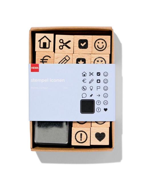 HEMA Stempelset iconen 21-delig van €3.69 voor €2 sale, Hobby en Vrije tijd, Knutselen, Nieuw, Verzenden