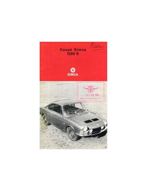 1970 SIMCA 1200 S COUPE INSTRUCTIEBOEKJE FRANS, Auto diversen, Handleidingen en Instructieboekjes