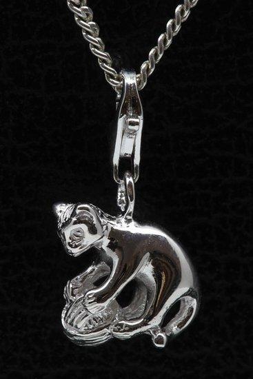 Zilveren Kat bolletje wol hanger en/of bedel, Sieraden, Tassen en Uiterlijk, Bedels, Verzenden