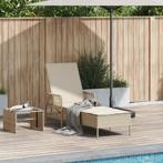 vidaXL Ligbed Met Kussen Beige van Poly Rattan, Tuin en Terras, Verzenden, Nieuw