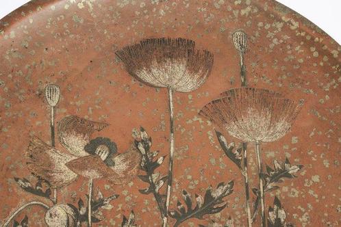 Decoratief dienblad - Large Wall Hanging Tray with Poppy, Antiek en Kunst, Antiek | Overige Antiek