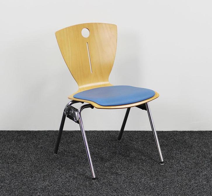 Vergaderstoel Stapelbaar - Blauw Zitkussen, Huis en Inrichting, Stoelen, Blauw, Gebruikt, Ophalen of Verzenden