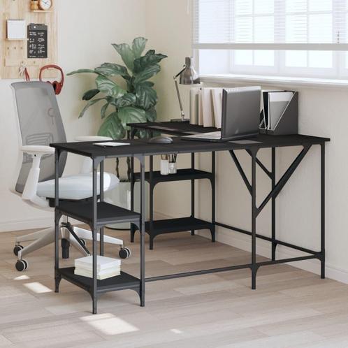 vidaXL Bureau 139x139x75 cm bewerkt hout zwart, Huis en Inrichting, Bureaus, Nieuw, Verzenden