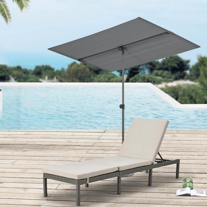 [pro.tec] Parasol 360° Carsoli 120-200x180x130 cm grijs, Tuin en Terras, Parasols, Verzenden