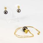 2-delige sieradenset - 18 karaat Geel goud Parel - Diamant, Sieraden, Tassen en Uiterlijk, Antieke sieraden