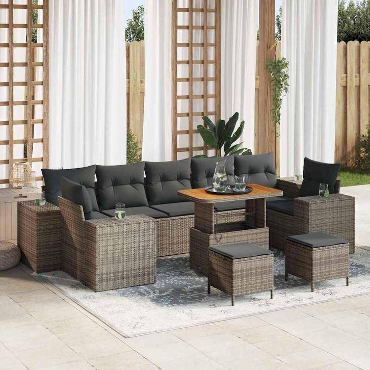 vidaXL Tuin Sofa Set met kussen met opslag met kussen 10 pcs, Tuin en Terras, Tuinsets en Loungesets, Nieuw, Rotan, Verzenden
