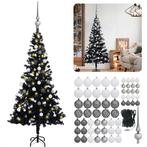 Cheqo® Zwarte Kerstboom - Kunstkerstboom 150 cm - Met LED-Ve, Verzenden, Nieuw