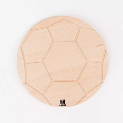 HOCHO Snijplank Beukenhout - Voetbaldesign Ø 260x15mm - S.., Huis en Inrichting, Keuken | Keukenbenodigdheden, Nieuw, Ophalen of Verzenden
