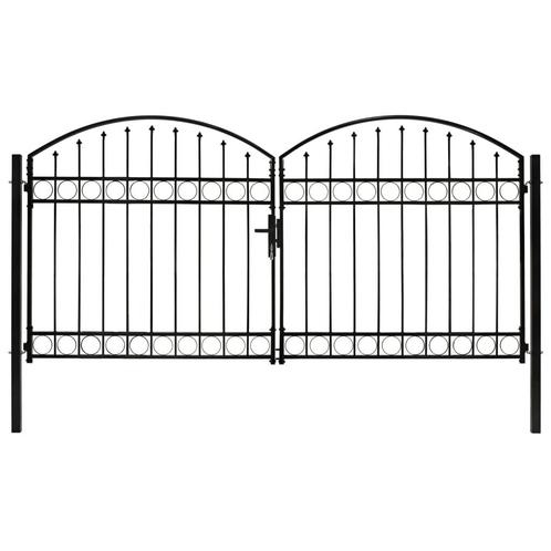 vidaXL Poort met gebogen bovenkant dubbel 300x125 cm staal, Tuin en Terras, Tuinpoorten, Nieuw, Verzenden