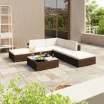 vidaXL 6-delige Loungeset met kussens poly rattan bruin, Tuin en Terras, 6 zitplaatsen, Nieuw, Loungeset, Verzenden