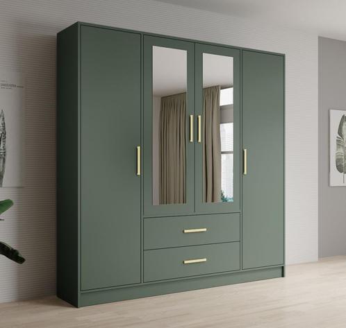 Kledingkast Groen | Garderobekast spiegel| Kleerkast va €399, Huis en Inrichting, Kasten | Kledingkasten, 25 tot 50 cm, Met lade(s)