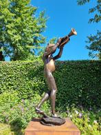 sculptuur, Kikker met fluit - fontein - 93 cm - Brons