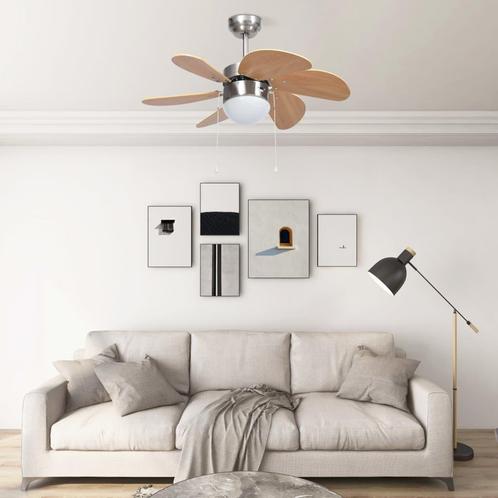 vidaXL Plafondventilator met lamp 76 cm lichtbruin, Witgoed en Apparatuur, Ventilatoren, Nieuw, Verzenden
