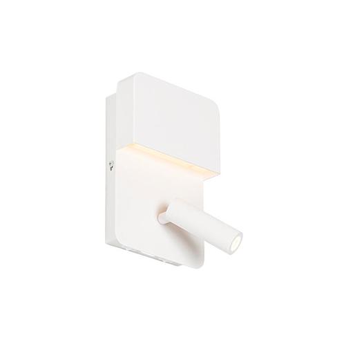 Wandlamp wit incl. LED met USB en leeslamp met schakelaar -, Huis en Inrichting, Lampen | Wandlampen, Nieuw, Overige materialen