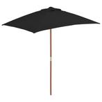 Parasol met houten paal 150x200 cm zwart (Overige), Nieuw, Verzenden