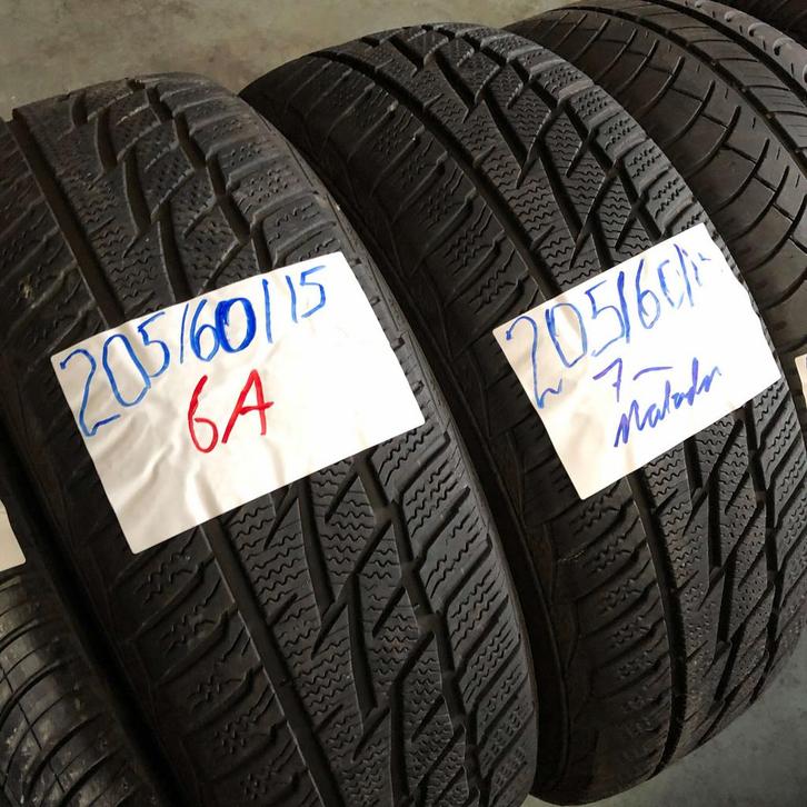2 x Matador 205-60-15 Winterbanden 7mm, Auto-onderdelen, Banden en Velgen, 15 inch, Winterbanden, 205 mm, Personenwagen, Gebruikt