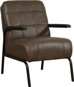 Direct meenemen | Donkerbruine leren retro fauteuil | donker, Nieuw, Ophalen of Verzenden, Industrieel, 50 tot 75 cm