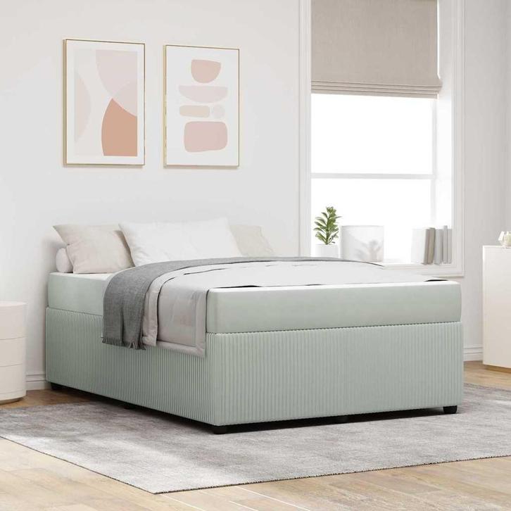 vidaXL Bedframe met matras Lichtgrijs 140 x 200 cm Stof, Huis en Inrichting, Slaapkamer | Bedden, Nieuw, Stof, Verzenden
