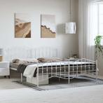 vidaXL Bedframe met hoofd- en voeteneinde metaal wit 193x203, Huis en Inrichting, Slaapkamer | Bedden, Verzenden, Wit, Metaal