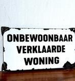 Emaille bord - No reserve-Emaille bord Onbewoonbaar, Antiek en Kunst