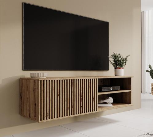 Meubella | TV-Meubel hangend eiken 150 cm | latjes, Huis en Inrichting, Kasten | Televisiemeubels, 150 tot 200 cm, 25 tot 50 cm