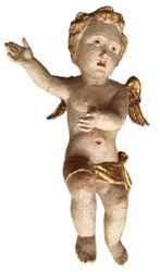 sculptuur, Grande paire danges - 43 cm - Hout, Bladgoud