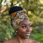 Afrikaanse Beige hoofddoek - headwrap, Nieuw, Ophalen of Verzenden