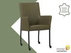 Leren eetkamerstoel Comfort met wieltjes en armleuning -, Huis en Inrichting, Stoelen, Nieuw, Leer, Ophalen of Verzenden, Eén