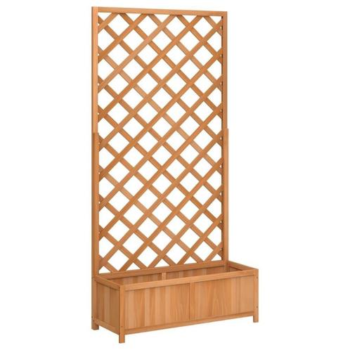 Plantenbak met latwerk bruin - Retourdeal! -35%, Tuin en Terras, Bloembakken en Plantenbakken, 60 cm of meer, 60 tot 100 cm, Tuin