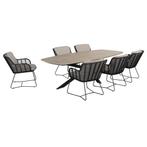 Prado Fabrice barrel dining tuinset 7 delig 240x105xH75 cm, Tuin en Terras, Ophalen of Verzenden, Nieuw