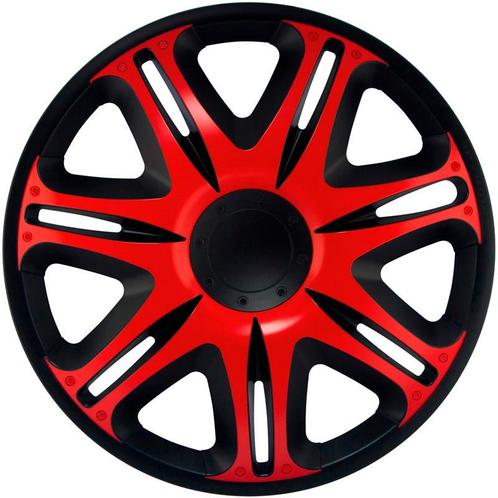4-Delige J-Tec Wieldoppenset Nascar 15-inch zwart/rood, Auto diversen, Wieldoppen, Nieuw, Verzenden